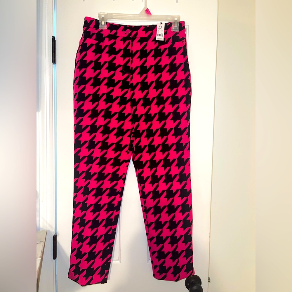New York & Company Hot Pink Houndstooth Dress Pants